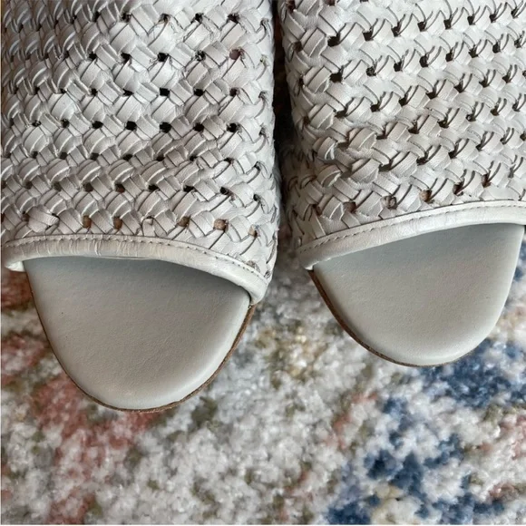 Freda Salvador Cream Woven Mules with Chunky Heel - Picture 9 of 11